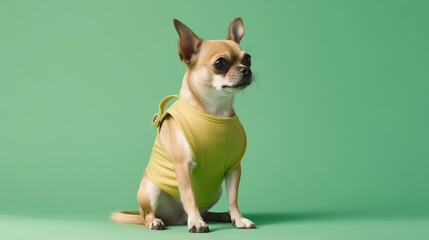 Cute dog in t-shirt. Illustration AI Generative.