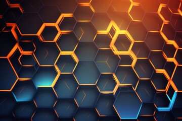 Blue orange Gradient Digital Polygons: A Network Grid Fusion background wallpaper. Generative AI