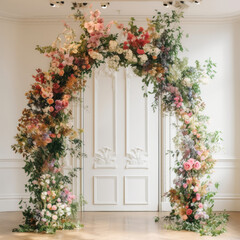 Fototapeta na wymiar Wedding floral arc. Illustration AI Generative.