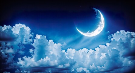 Naklejka na ściany i meble Starry sky with moon and clouds Generative AI