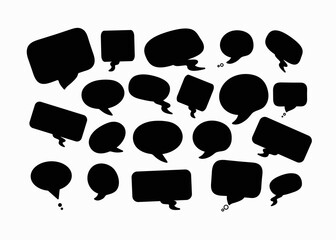 Online chat clouds with mesm for text, words, comments, emotions.  Informative forms, speech clouds. Suitable for illustrating reactions. Vector illustration, doodle.