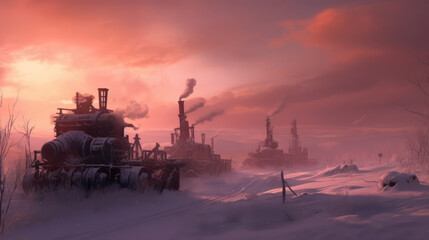 Steampunk Winter Landscape
Generative AI Technology