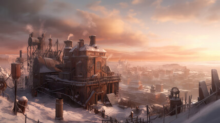 Steampunk Winter Landscape
Generative AI Technology