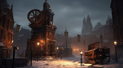 Steampunk Winter Landscape
Generative AI Technology