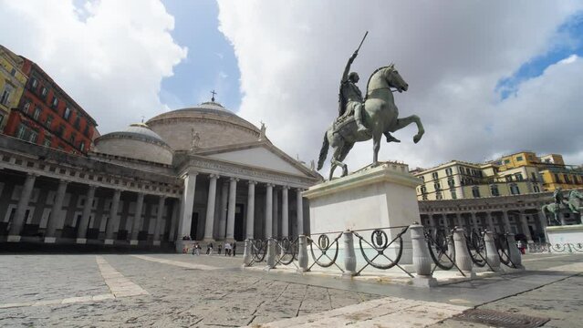 Piazza del Plebiscito with San Francesco di Paola church in Naples Italy