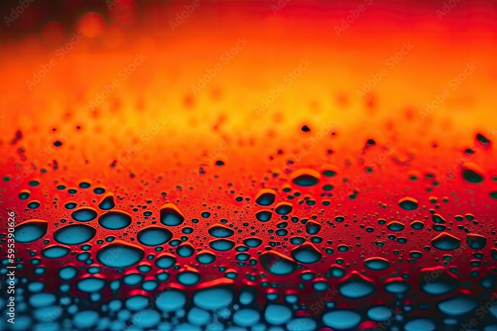 Poster water droplets on a textured surface in macro view. generative ai