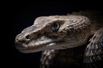 Obraz premium Rattlesnake close up portrait. Generative AI.