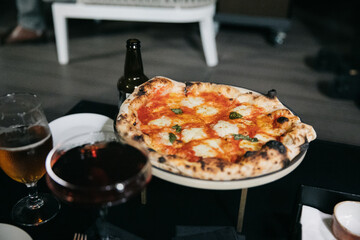 Close up of a margherita pizza in Rome, Italy