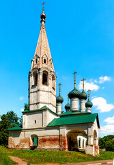 Church of St. Nicholas the Wonderworker in the chopped city on Kotorosl embankment, built in the 17th century, in the city of Yaroslavl