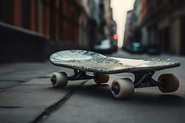  Background with non-representational skateboard theme. Generative AI © Anika