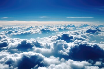 Fototapeta na wymiar bright blue sky with fluffy white clouds. Generative AI