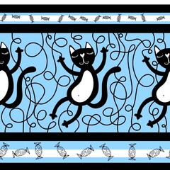 Halloween black cats seamless cartoon animals pattern for wrapping paper and fabrics and linens and kids 