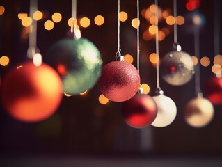 Dazzling Christmas Ball Display with Twinkling Bokeh Lights