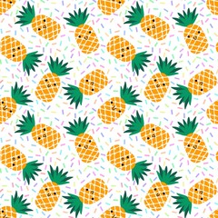 Cartoon summer fruit seamless pineapple pattern for wrapping paper and fabrics and linens and kids clothes print