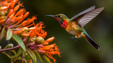 Fototapeta na wymiar The Beautiful Endangered Rufous Hummingbird - Selasphorus Rufus - Generative AI.