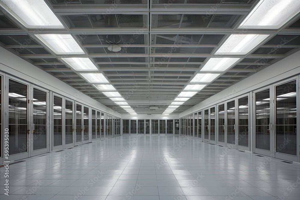 Poster an empty spacious room with abundant natural light from multiple windows. generative ai