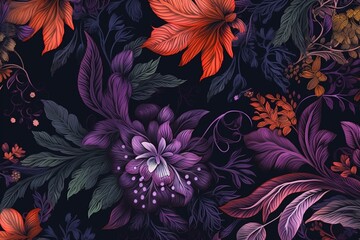 Illustration of imaginative floral patterns for wallpaper. Generative AI