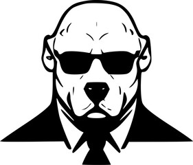 Pitbull - Black and White Isolated Icon - Vector illustration