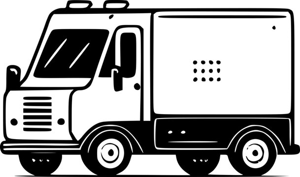 Truck | Black and White Vector illustration