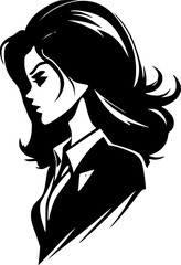 Girl Boss - Black and White Isolated Icon - Vector illustration