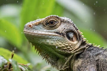 Fototapeta premium reptile, a lizard, perching on a branch in its natural habitat. Generative AI