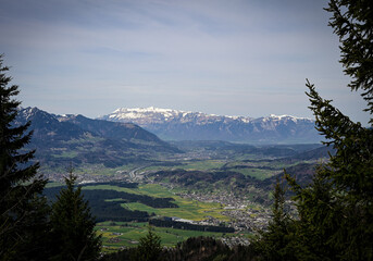 mountain view of mountain town in austria