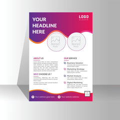 Modern flyer design for advertising promotion and growth company. abstract flat flyer design . orange and pink color flyer. creative unique nice clean white background design. Half page A4 flyer fre