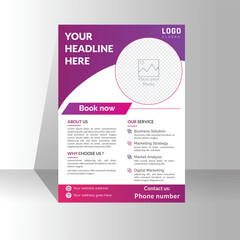 Modern flyer design for advertising promotion and growth company. abstract flat flyer design . orange and pink color flyer. creative unique nice clean white background design. Half page A4 flyer fre