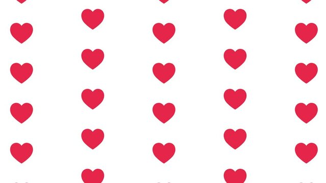 animation of red heart on white background. Looped heart. Render of romantic background for valentines day 14 february. Love heart background
