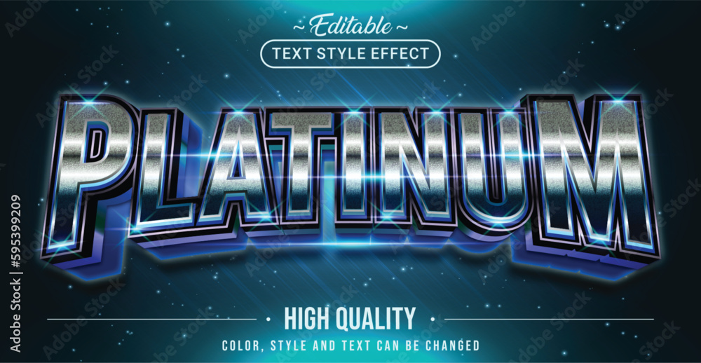 Poster Editable text style effect - Platinum text style theme.