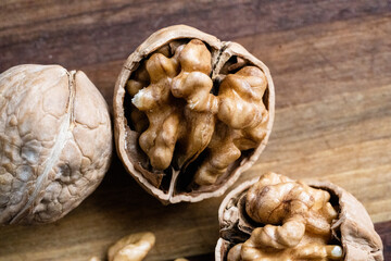 Walnuts in a shell close up