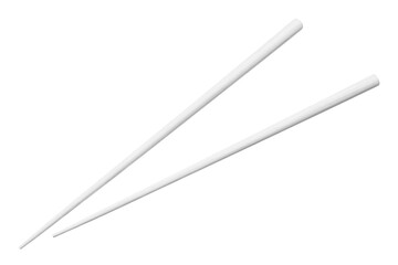 Fototapeta na wymiar White wooden chopsticks cut out