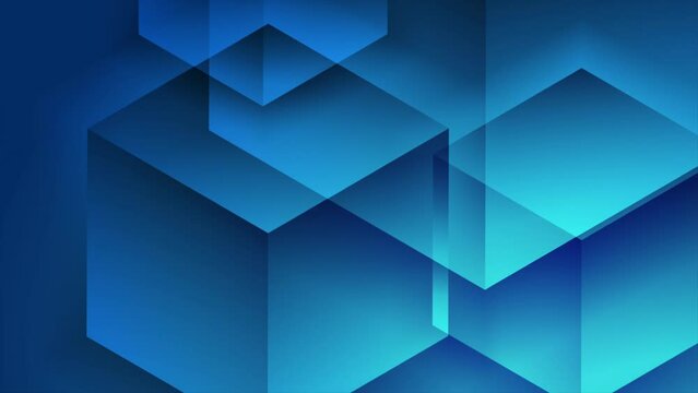 Abstract tech geometric background with blue 3d cubes. Seamless looping futuristic motion design. Video animation Ultra HD 4K 3840x2160