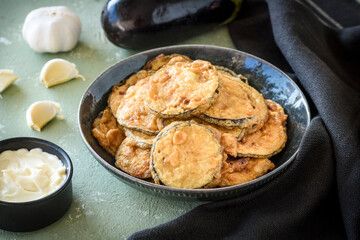 Fried Eggplant with dipping sauce