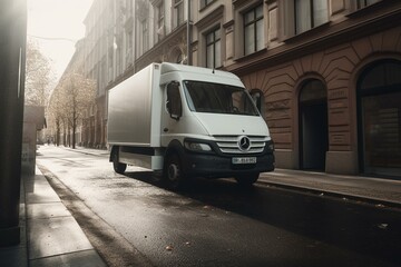 A truck for deliveries with a white exterior. Generative AI