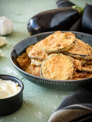 Fried Eggplant with dipping sauce