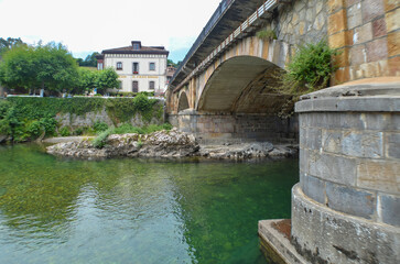 Fototapeta na wymiar The Roman bridge of Cangas de Onis, in Asturias, Spain.