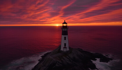Silhouette of famous beacon guides nautical vessels generated by AI