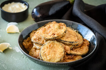 Fried Eggplant with dipping sauce