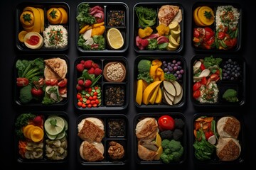 Fototapeta na wymiar Nutritious meal boxes for school. Generative AI