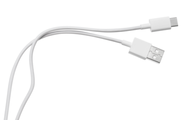 White USB micro USB cable, cut out