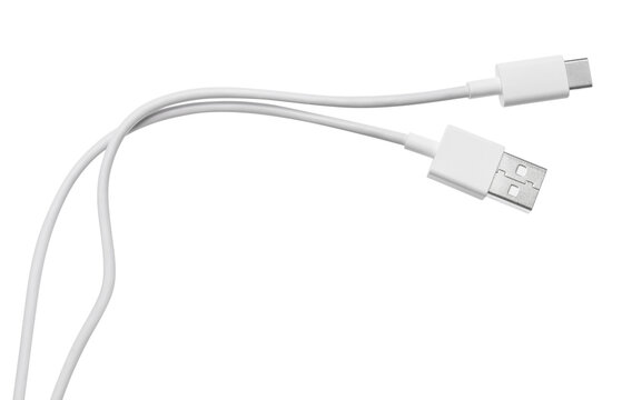 White USB micro USB cable, cut out