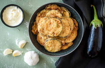 Fried Eggplant with dipping sauce