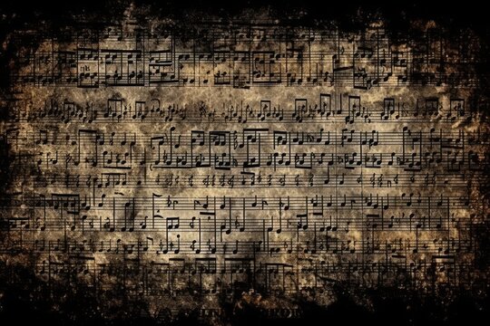 an antique sheet of music with classical notes and symbols. Generative AI