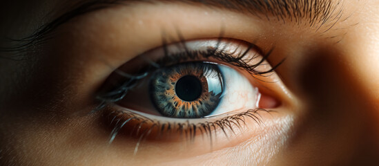 A close-up of a woman's eye. Generative Ai.
