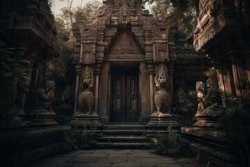 Gateway to sacred temple in metropolitan. Generative AI