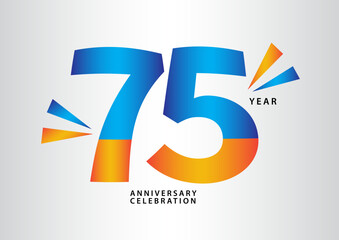 75 year anniversary celebration logotype vector, 75 number design, 75th Birthday invitation, anniversary logo template, logo number design vector, calligraphy font, typography logo, vector design