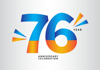 76 year anniversary celebration logotype vector, 76 number design, 76th Birthday invitation, anniversary logo template, logo number design vector, calligraphy font, typography logo, vector design