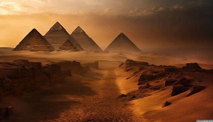 Fototapeta na wymiar Majestic pyramid shape rises in ancient Egypt generated by AI