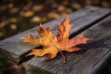 Naklejka na ściany i meble autumn leaves on a wooden background. Generative AI